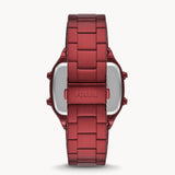 Fossil Retro Analog-Digital Black Dial Red Steel Strap Watch for Men - FS5897