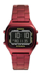 Fossil Retro Analog-Digital Black Dial Red Steel Strap Watch for Men - FS5897
