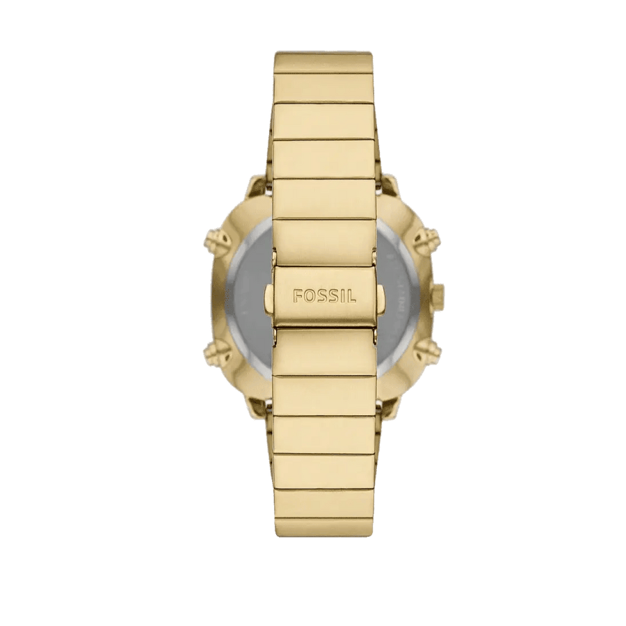 Fossil Retro Analog-Digital Gold Dial Gold Steel Strap Watch for Men - FS5889