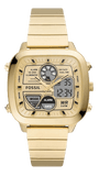 Fossil Retro Analog-Digital Gold Dial Gold Steel Strap Watch for Men - FS5889