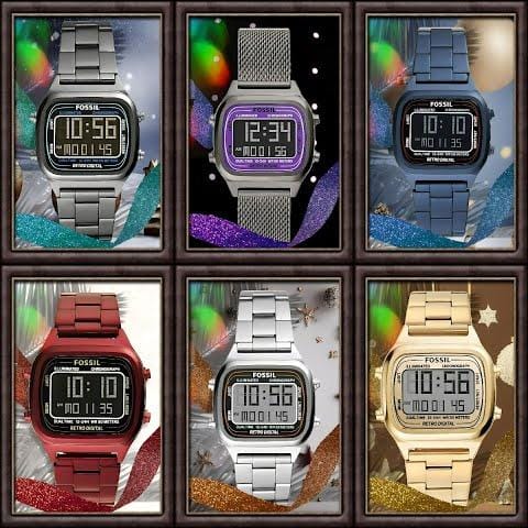 Fossil Retro Digital Silver Dial Silver Steel Strap Watch for Men - FS5844