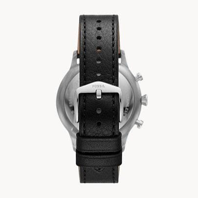 Fossil Retro Pilot Chronograph Black Dial Black Leather Strap Watch for Men - FS5806