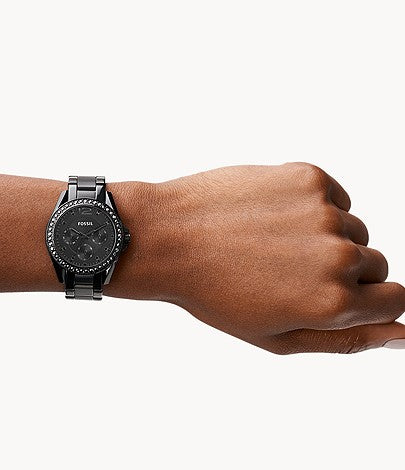 Fossil Riley Multifunction Black Dial Black Steel Strap Watch for Women - ES4519