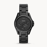 Fossil Riley Multifunction Black Dial Black Steel Strap Watch for Women - ES4519