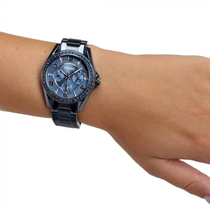 Fossil Riley Quartz Blue Dial Blue Steel Strap Watch for Women - ES4294