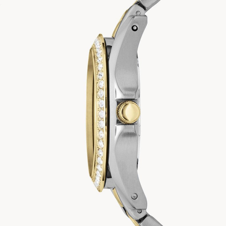Fossil Riley White Dial Two Tone Steel Strap Watch for Women - ES3204