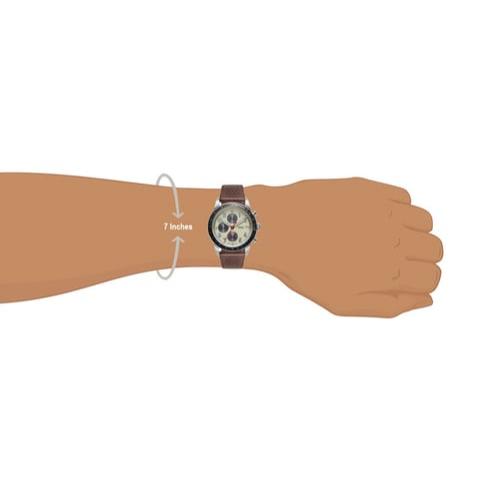 Fossil Sport Tourer Chronograph White Dial Brown Leather Strap Watch for Men - FS6042