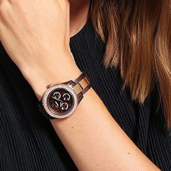 Fossil Stella Multifunction Brown Dial Two Tone Steel Strap Watch for Women - ES4079