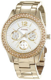 Fossil Stella Multifunction Gold Dial Gold Steel Strap Watch for Women - ES3589