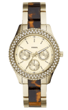 Fossil Stella Multifunction Gold Dial Two Tone Steel Strap Watch for Women - ES4756