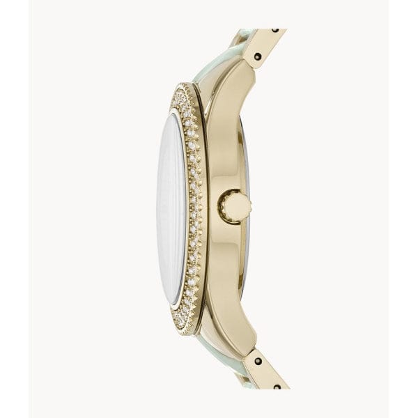 Fossil Stella Multifunction Gold Dial Two Tone Steel Strap Watch for Women - ES4757