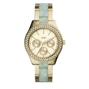 Fossil Stella Multifunction Gold Dial Two Tone Steel Strap Watch for Women - ES4757
