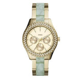 Fossil Stella Multifunction Gold Dial Two Tone Steel Strap Watch for Women - ES4757