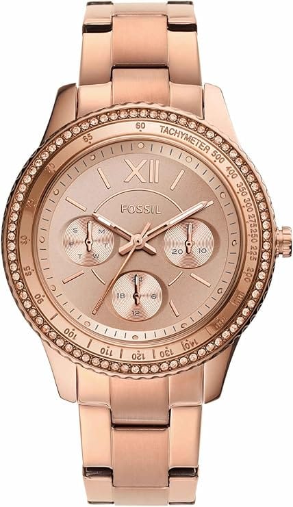 Fossil Stella Sport Multifunction Rose Gold Dial Rose Gold Steel Strap Watch for Women - ES5106