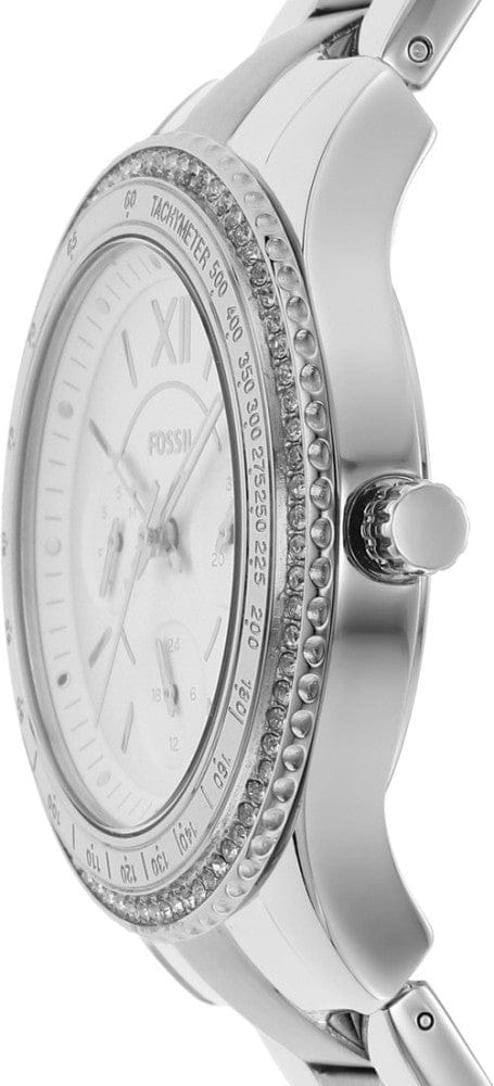 Fossil Stella Sport Multifunction Silver Dial Silver Steel Strap Watch for Women - ES5108