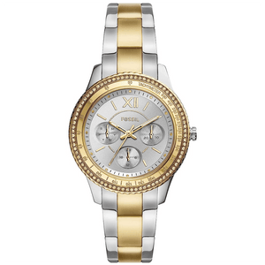 Fossil Stella Sport Multifunction Silver Dial Two Tone Steel Strap Watch for Women - ES5107