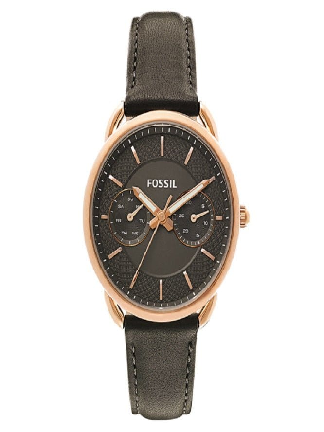 Fossil Tailor Grey Dial Grey Leather Strap Watch for Women - ES3913