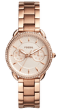 Fossil Tailor Rose Gold Dial Rose Gold Steel Strap Watch for Women - ES4264