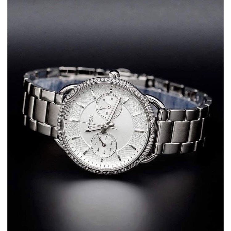 Fossil Tailor White Dial Silver Steel Strap Watch for Women - ES4262