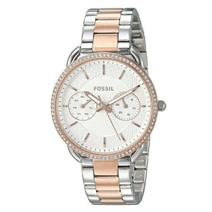 Fossil Tailor White Dial Two Tone Steel Strap Watch for Women - ES4396