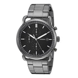 Fossil The Commuter Black Dial Grey Steel Strap Watch for Men - FS5400