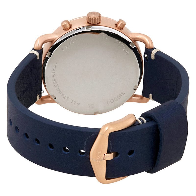 Fossil The Commuter Blue Dial Blue Leather Strap Watch for Men - FS5404