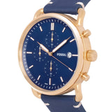 Fossil The Commuter Blue Dial Blue Leather Strap Watch for Men - FS5404