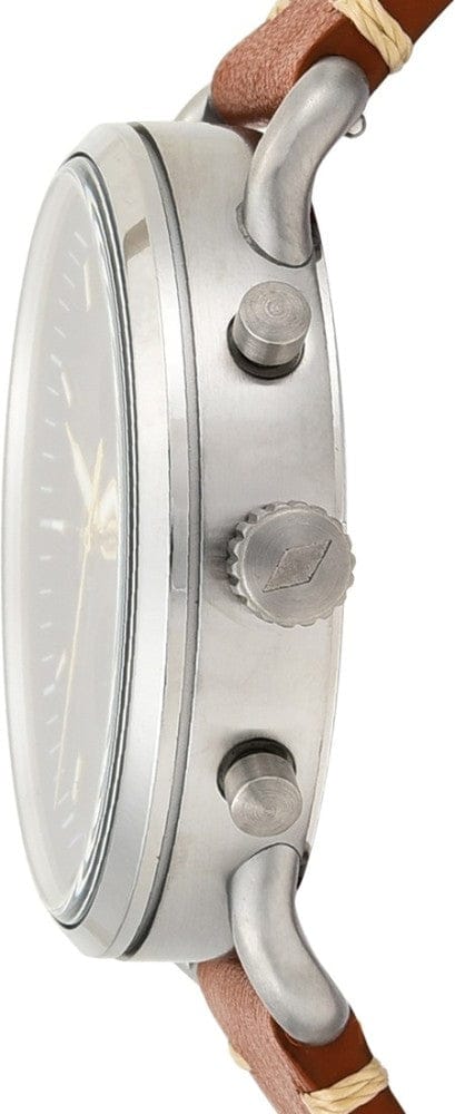 Fossil The Commuter Blue Dial Brown Leather Strap Watch for Men - FS5401
