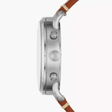 Fossil The Commuter Blue Dial Brown Leather Strap Watch for Men - FS5401