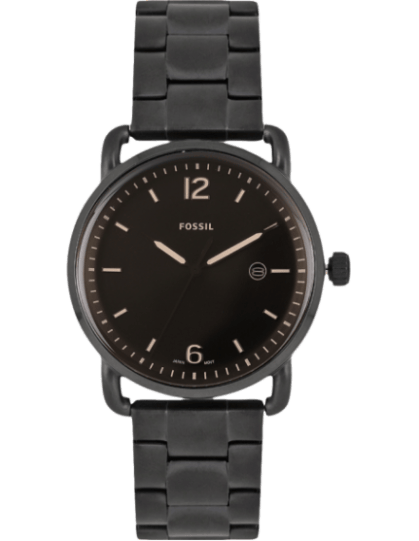 Fossil The Commuter Brown Dial Black Steel Strap Watch for Men - FS5277