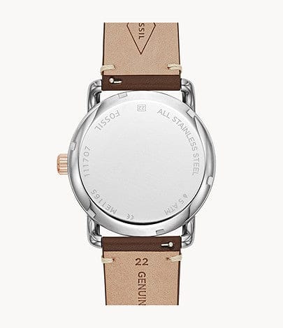 Fossil The Commuter Twist Black Dial Brown Leather Strap Watch for Men -  ME1165