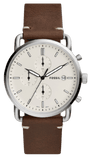 Fossil The Commuter White Dial Brown Leather Strap Watch for Men - FS5402