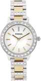 Fossil Jesse Crystals White Dial Two Tone Steel Strap Watch for Women - ES2409