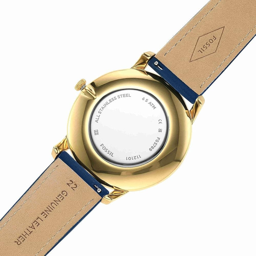 Fossil The Minimalist 3H Analog Blue Dial Blue Leather Strap Watch for Men - FS5789