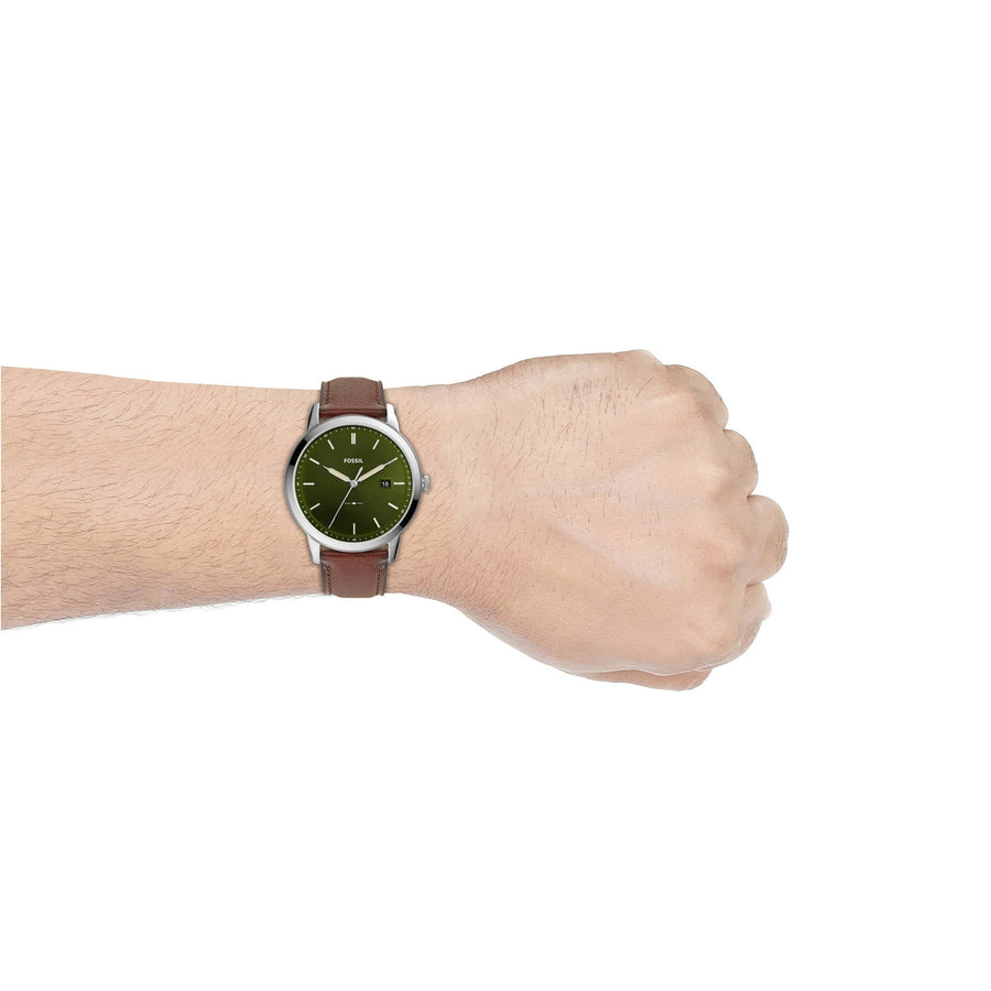 Fossil The Minimalist 3H Black Dial Brown Leather Strap Watch for Men - FS5464