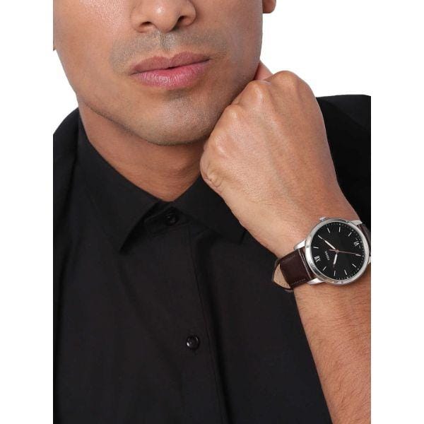Fossil The Minimalist 3H Black Dial Brown Leather Strap Watch for Men - FS5464