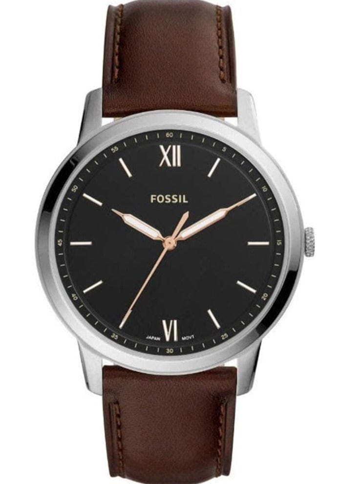 Fossil The Minimalist 3H Black Dial Brown Leather Strap Watch for Men - FS5464