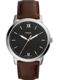 Fossil The Minimalist 3H Black Dial Brown Leather Strap Watch for Men - FS5464