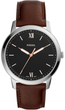 Fossil The Minimalist 3H Black Dial Brown Leather Strap Watch for Men - FS5464