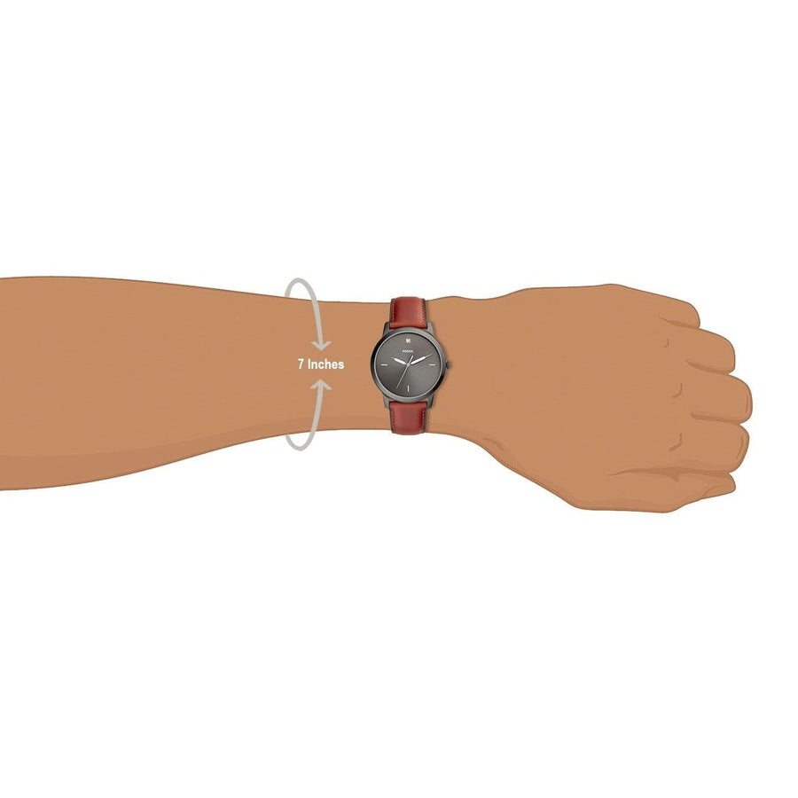 Fossil The Minimalist 3H Grey Dial Brown Leather Strap Watch for Men - FS5479