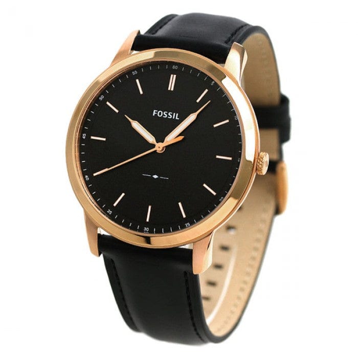 Fossil The Minimalist Black Dial Black Leather Strap Watch for Men - FS5376