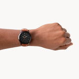 Fossil The Minimalist Black Dial Brown Leather Strap Watch for Men - FS5305
