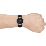 Fossil The Minimalist Three Hand Black Dial Black Leather Strap Watch for Men - FS5398