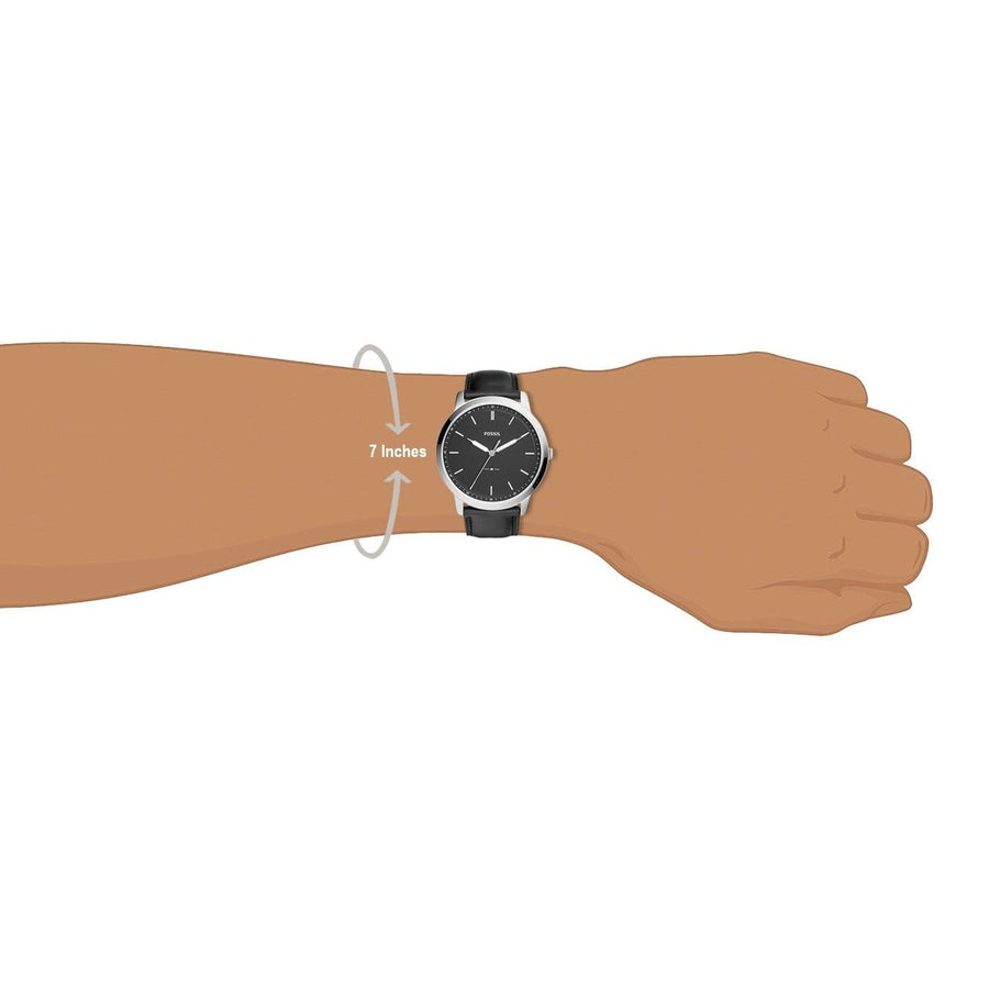 Fossil The Minimalist Three Hand Black Dial Black Leather Strap Watch for Men - FS5398