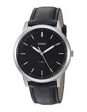 Fossil The Minimalist Three Hand Black Dial Black Leather Strap Watch for Men - FS5398
