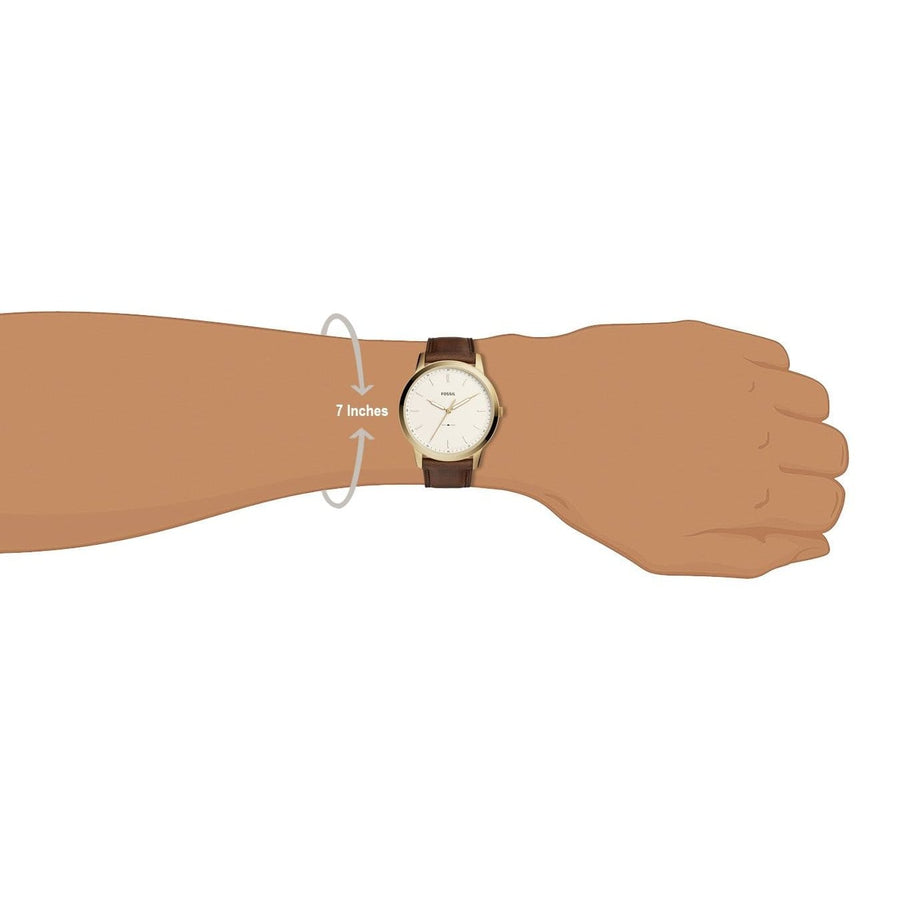 Fossil The Minimalist White Dial Brown Leather Strap Watch for Men - FS5397