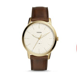 Fossil The Minimalist White Dial Brown Leather Strap Watch for Men - FS5397