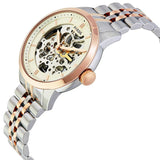 Fossil Townsman Automatic Skeleton White Dial Two Tone Steel Strap Watch for Men - ME3075