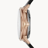 Fossil Townsman Automatic Black Dial Black Leather Strap Watch for Men - ME3170