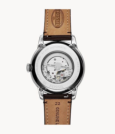 Fossil Townsman Automatic Blue Dial Brown Leather Strap Watch for Men - ME3110